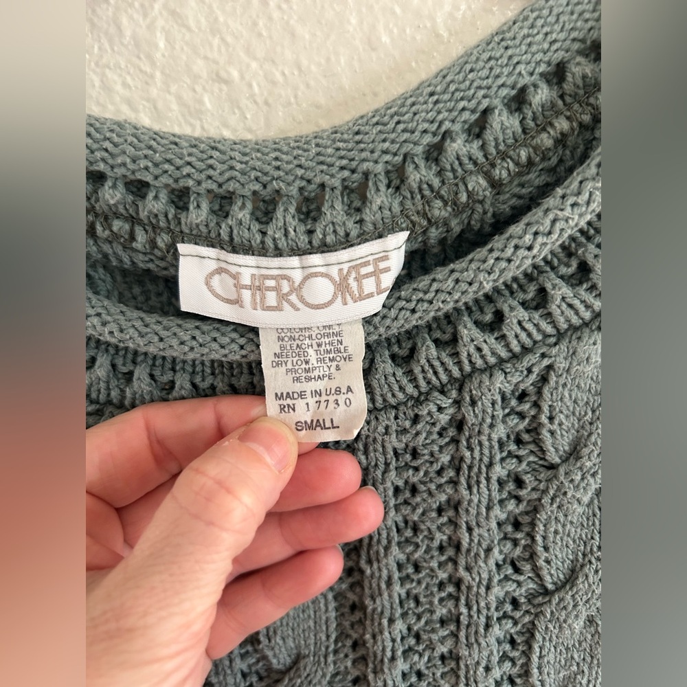 Vintage Cherokee Rolled Neck Cable Knit Crocheted USA Sweater Womens Size S - Picture 4 of 8